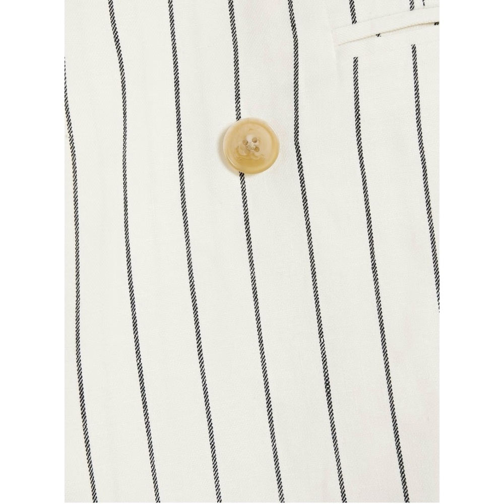 Derek Lam 10 Crosby Walter Double Breasted Pinstriped Cotton Linen Blend Blazer - Picture 4 of 4